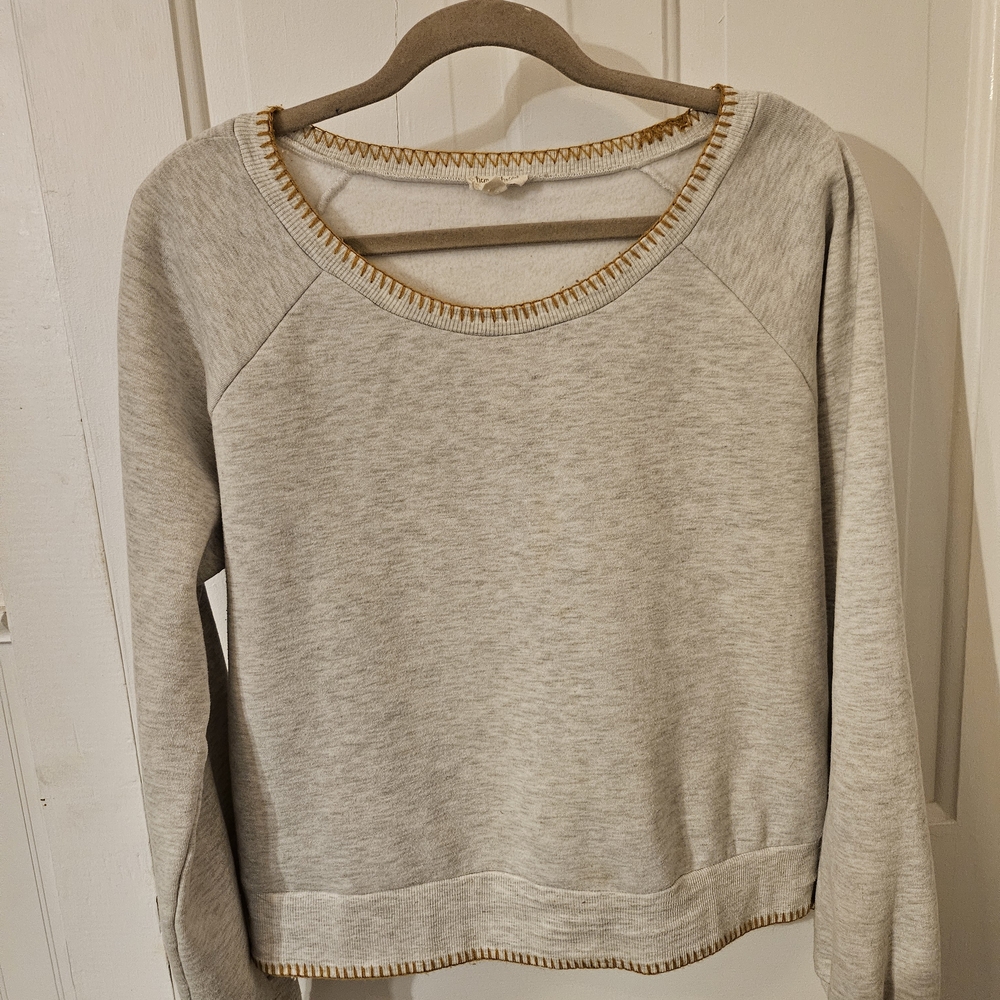 Gray Women's Sweater with Gold Accents
